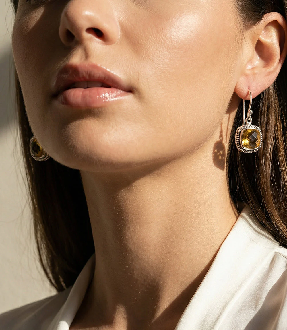 Embellished Sterling Silver Gemstone Earrings