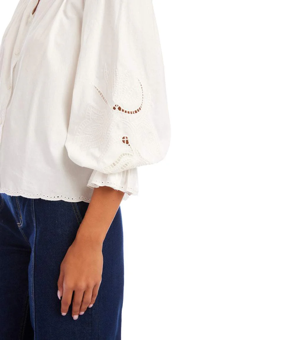 Embroidered Button-Front Top - Image 4