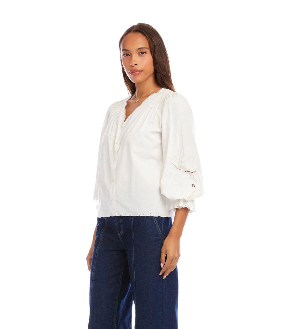 Embroidered Button-Front Top - Image 5