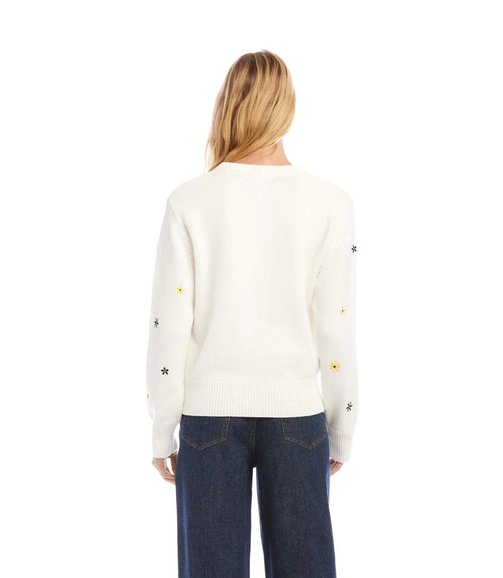 Embroidered Daisy Crewneck Sweater - Image 5