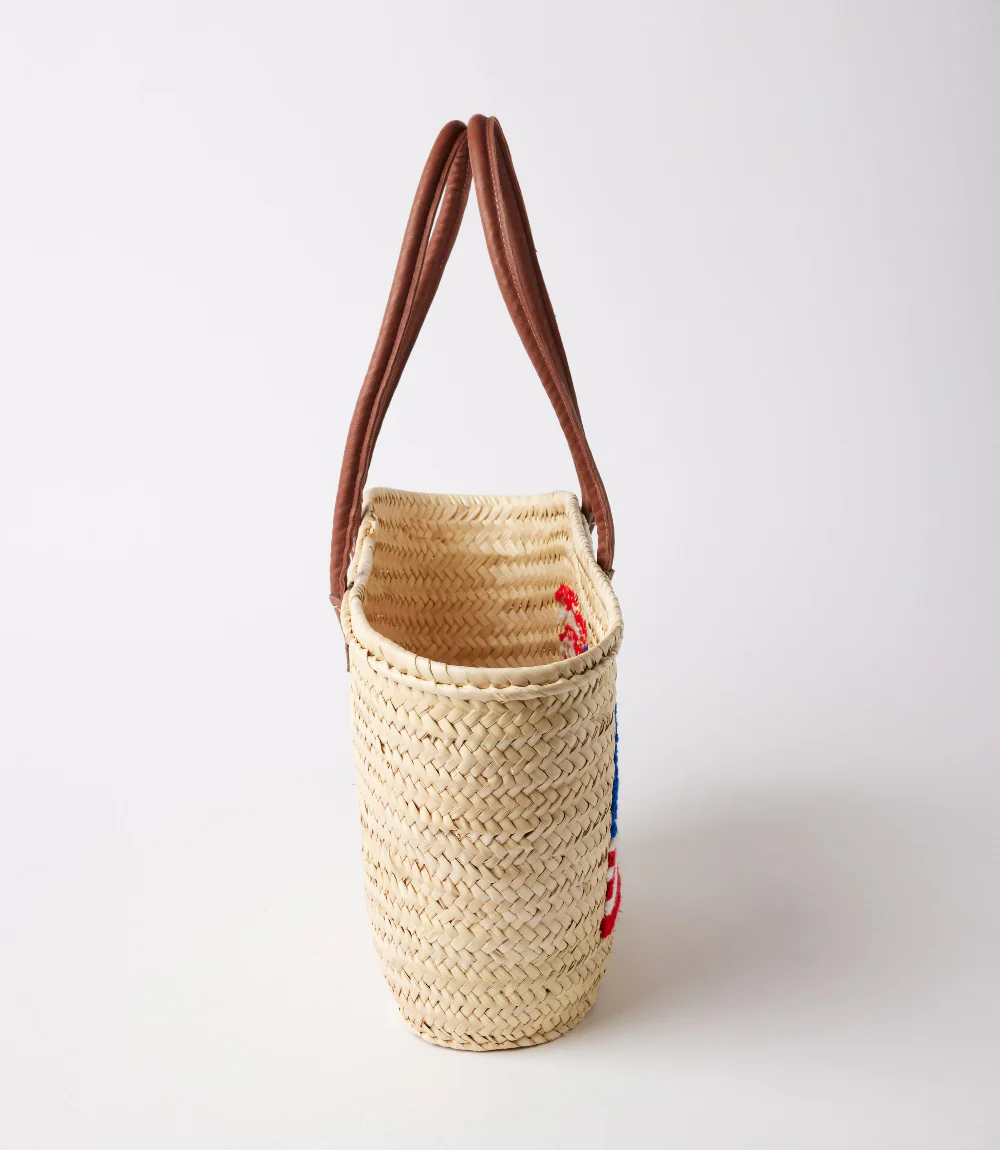 Embroidered Straw Tote Bag - Image 4