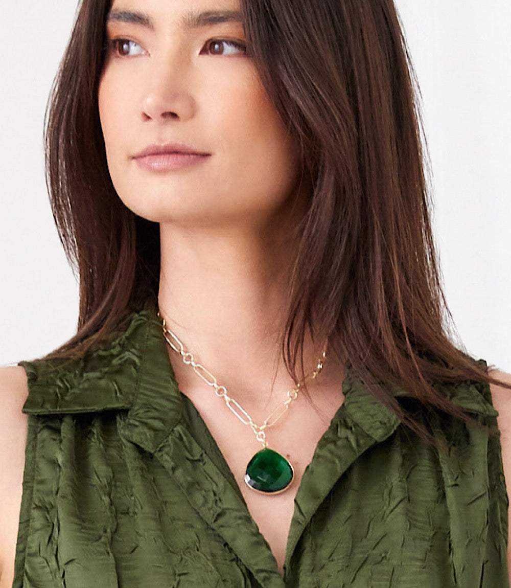 Emerald Quartz Pendant Necklace - Image 3