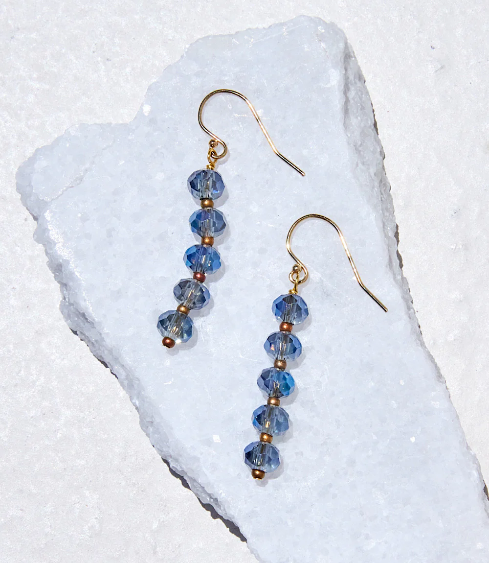 Faceted Blue Crystal Earrings