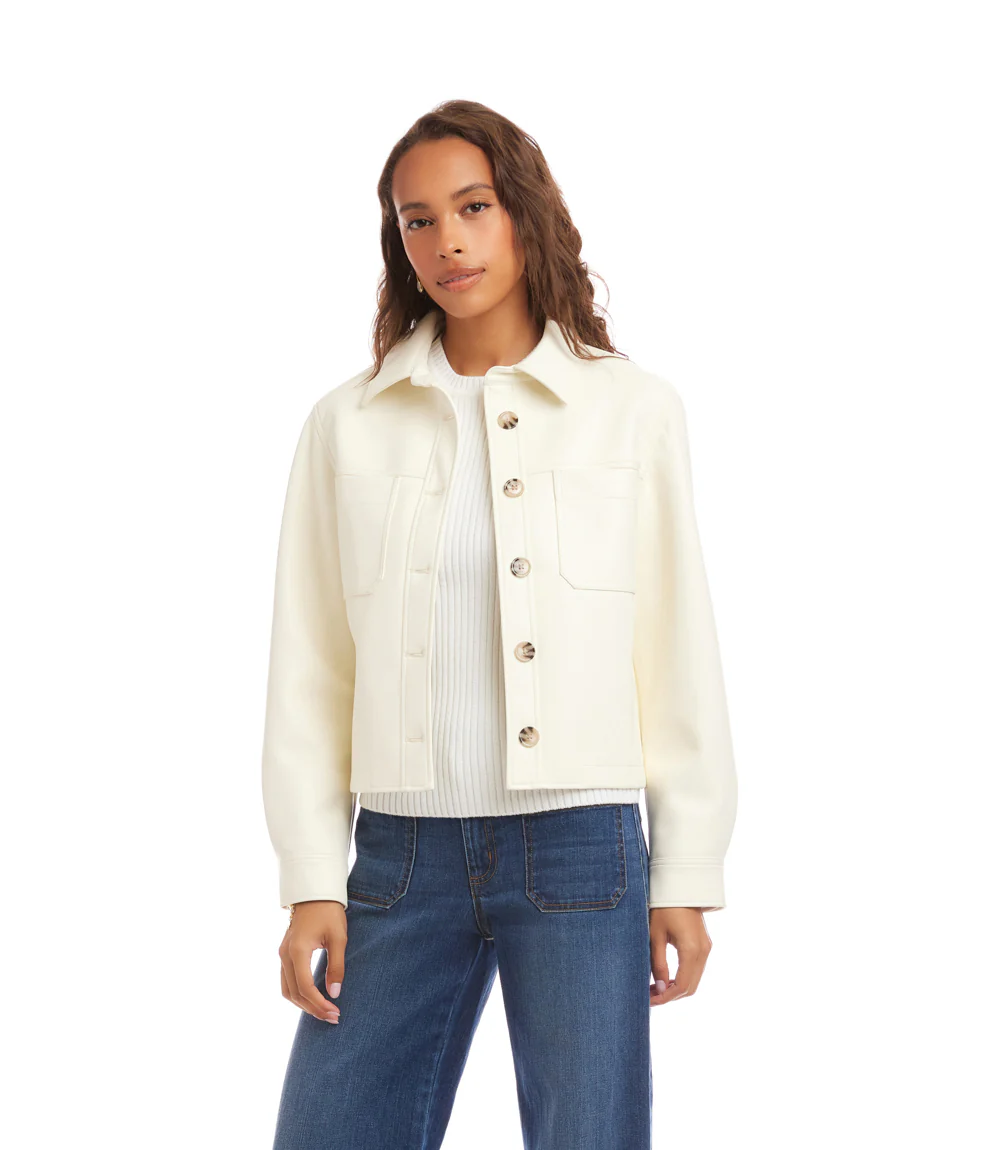 Faux Leather Cropped Jacket - Image 3