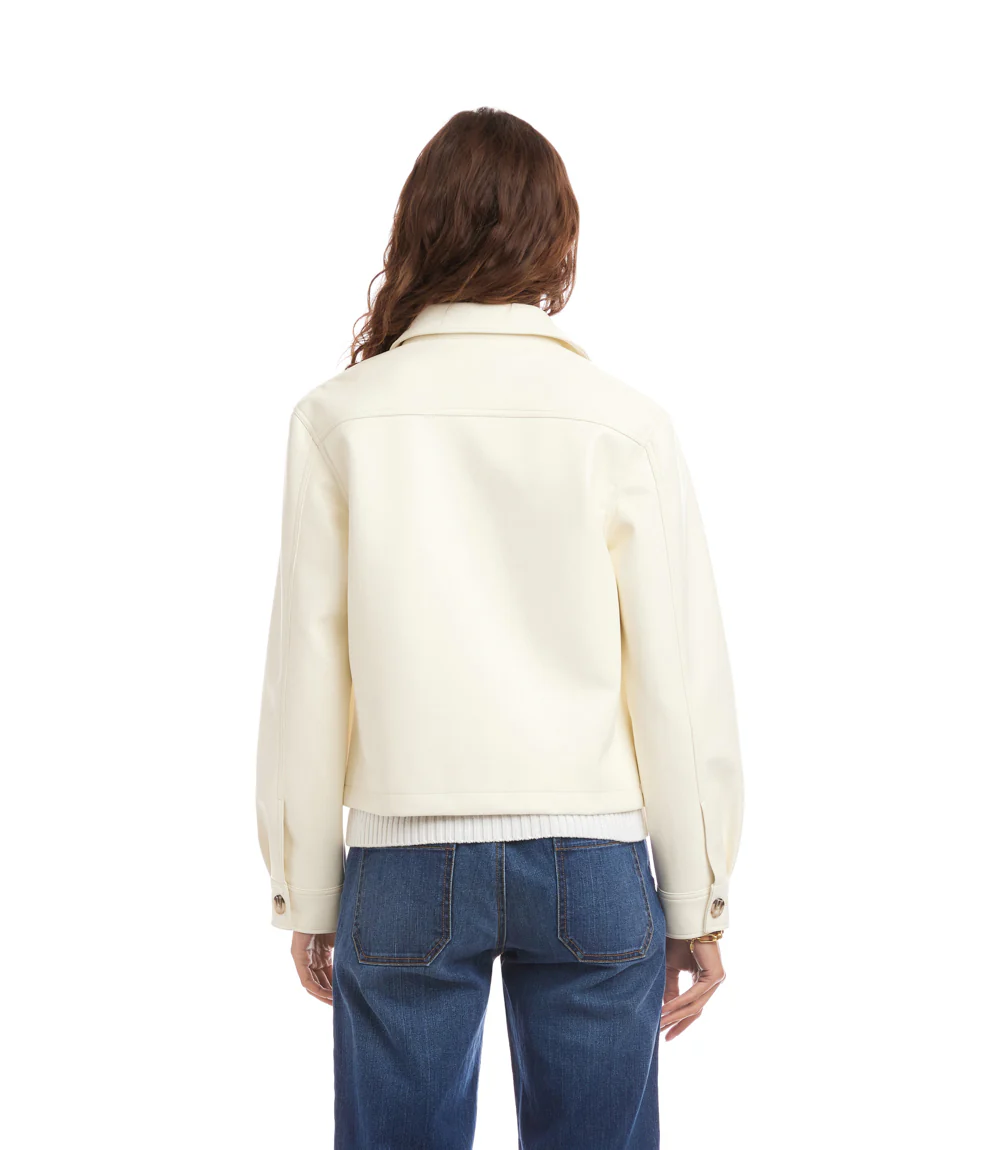 Faux Leather Cropped Jacket - Image 5