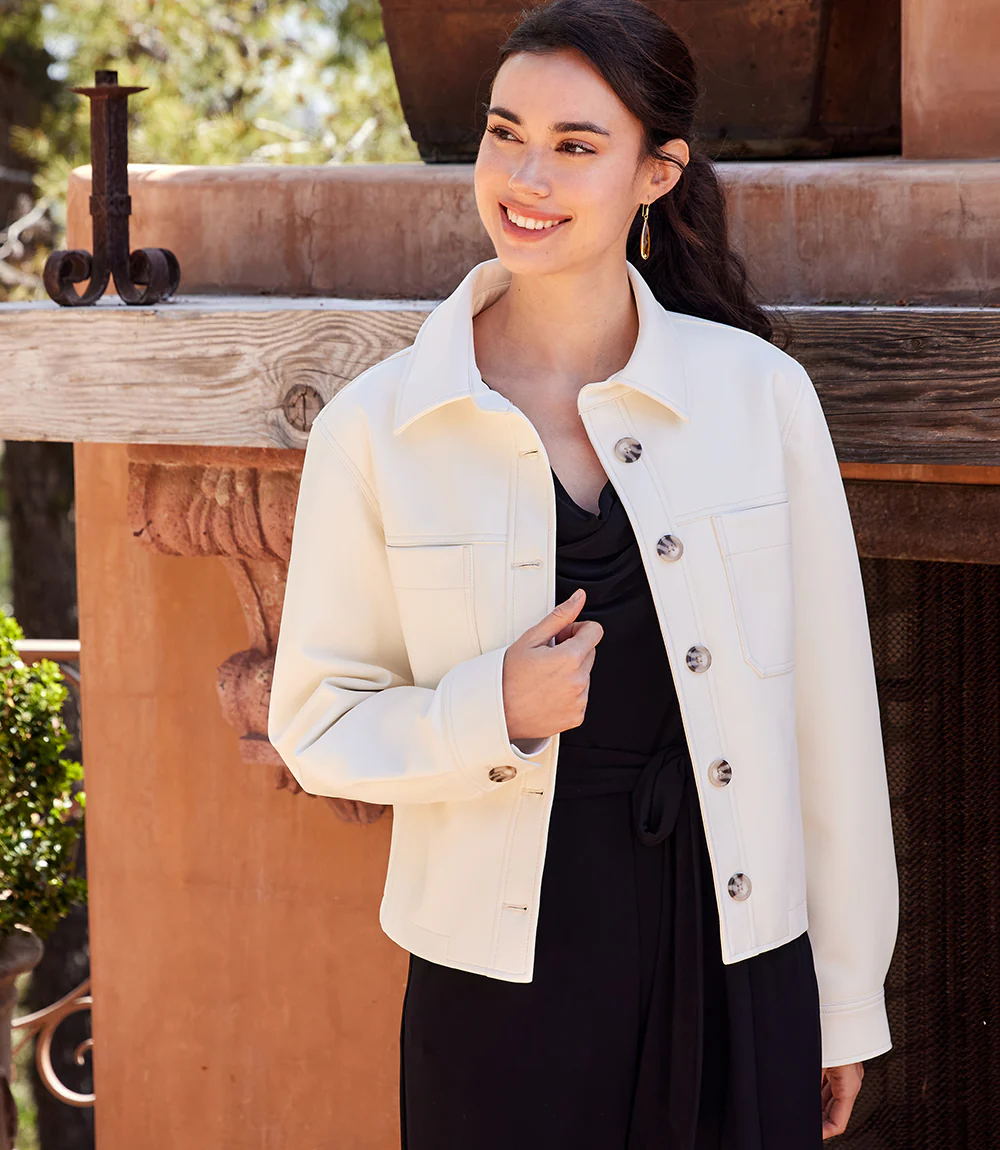 Faux Leather Cropped Jacket - Image 6