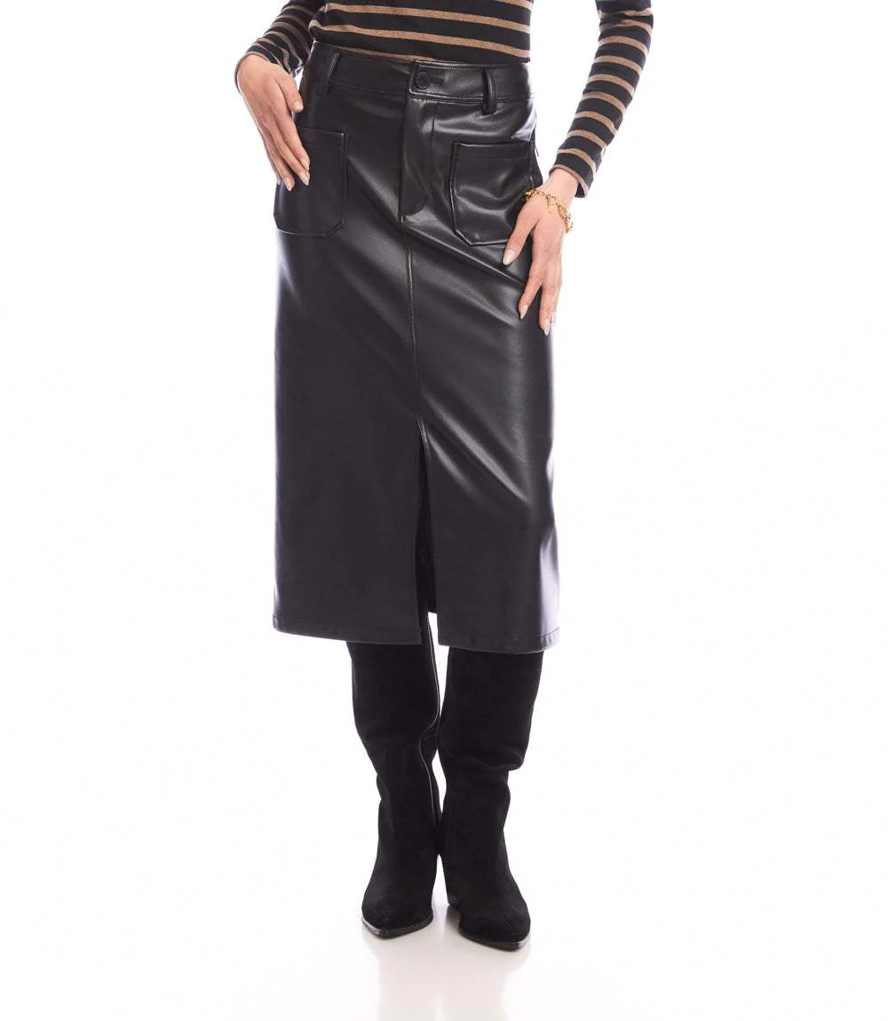 Faux Leather Midi Skirt - Image 6