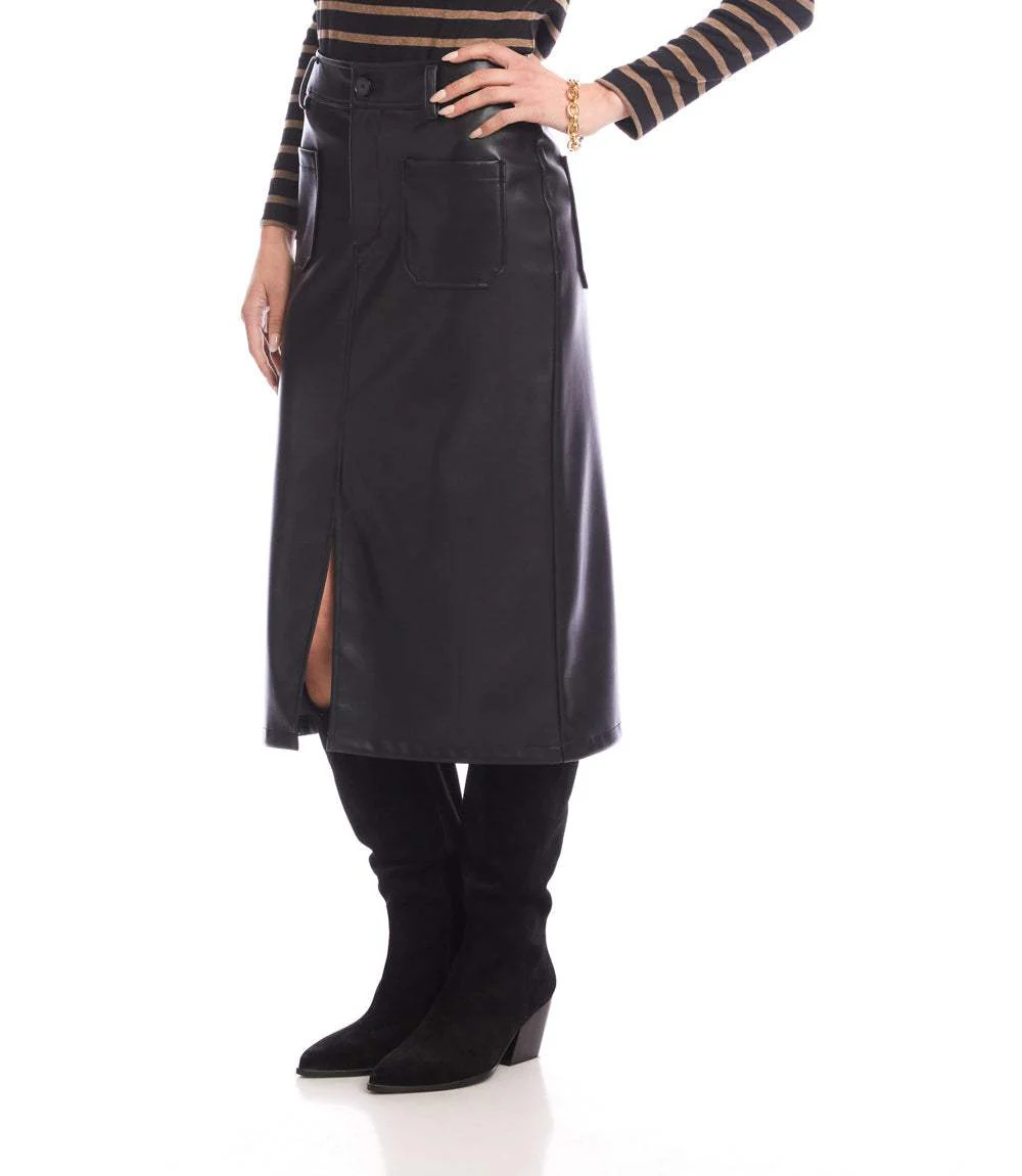 Faux Leather Midi Skirt - Image 8