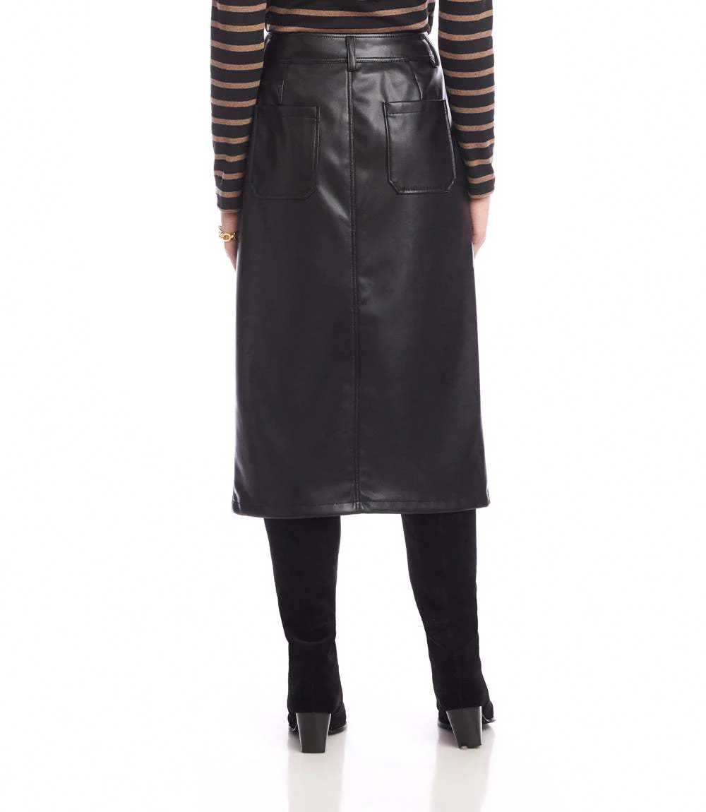 Faux Leather Midi Skirt - Image 9