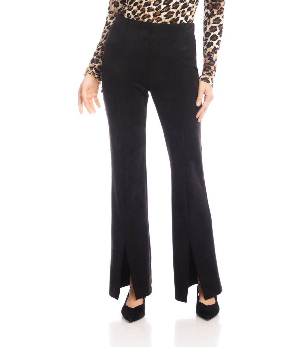 Faux Suede Front Slit Pants - Image 3