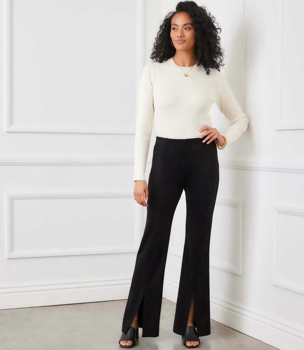 Faux Suede Front Slit Pants - Image 6