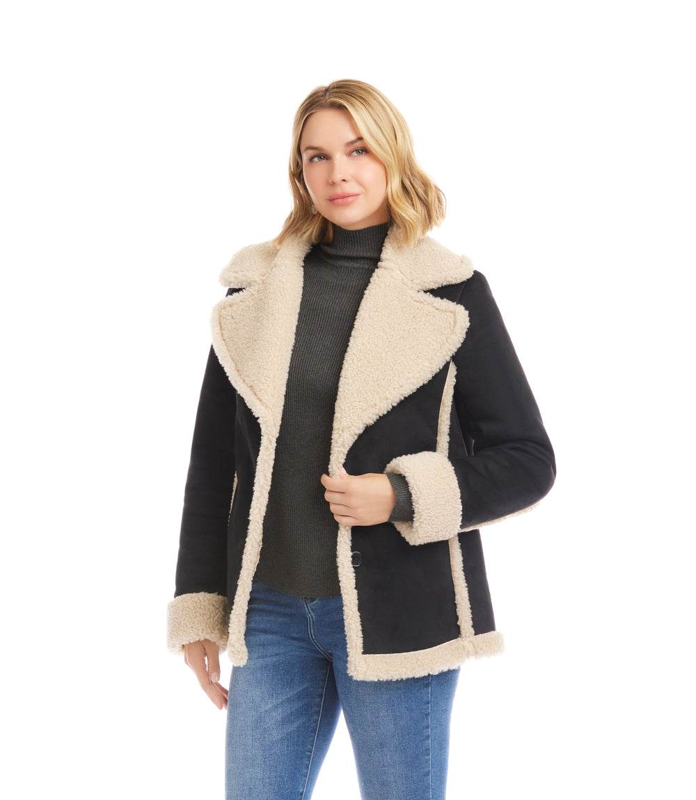 Faux Suede Shearling Jacket - Image 4