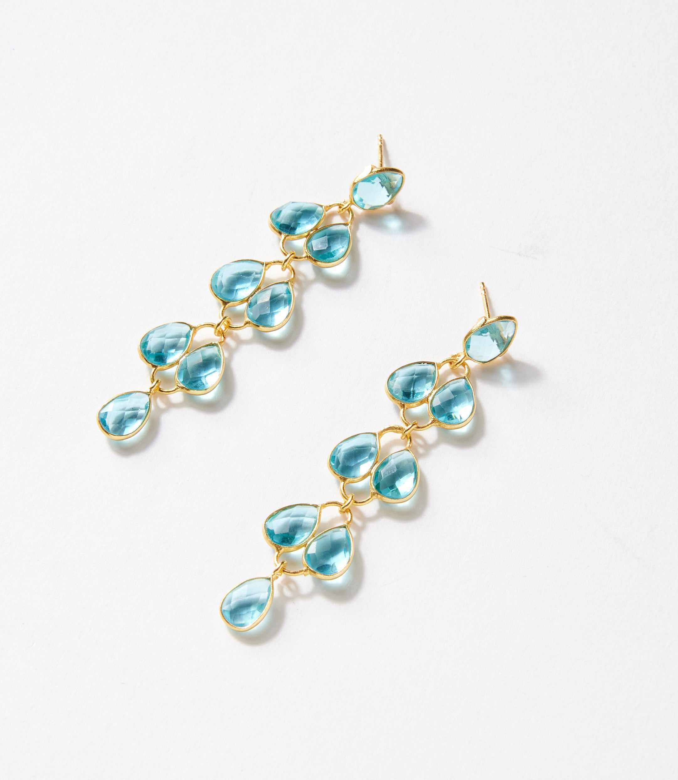 Feather Drop Gemstone Earrings - Image 2