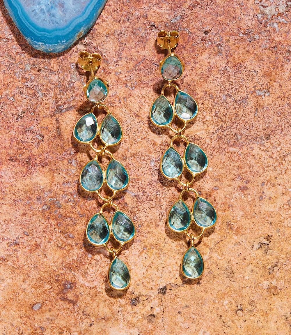 Feather Drop Gemstone Earrings - Image 5