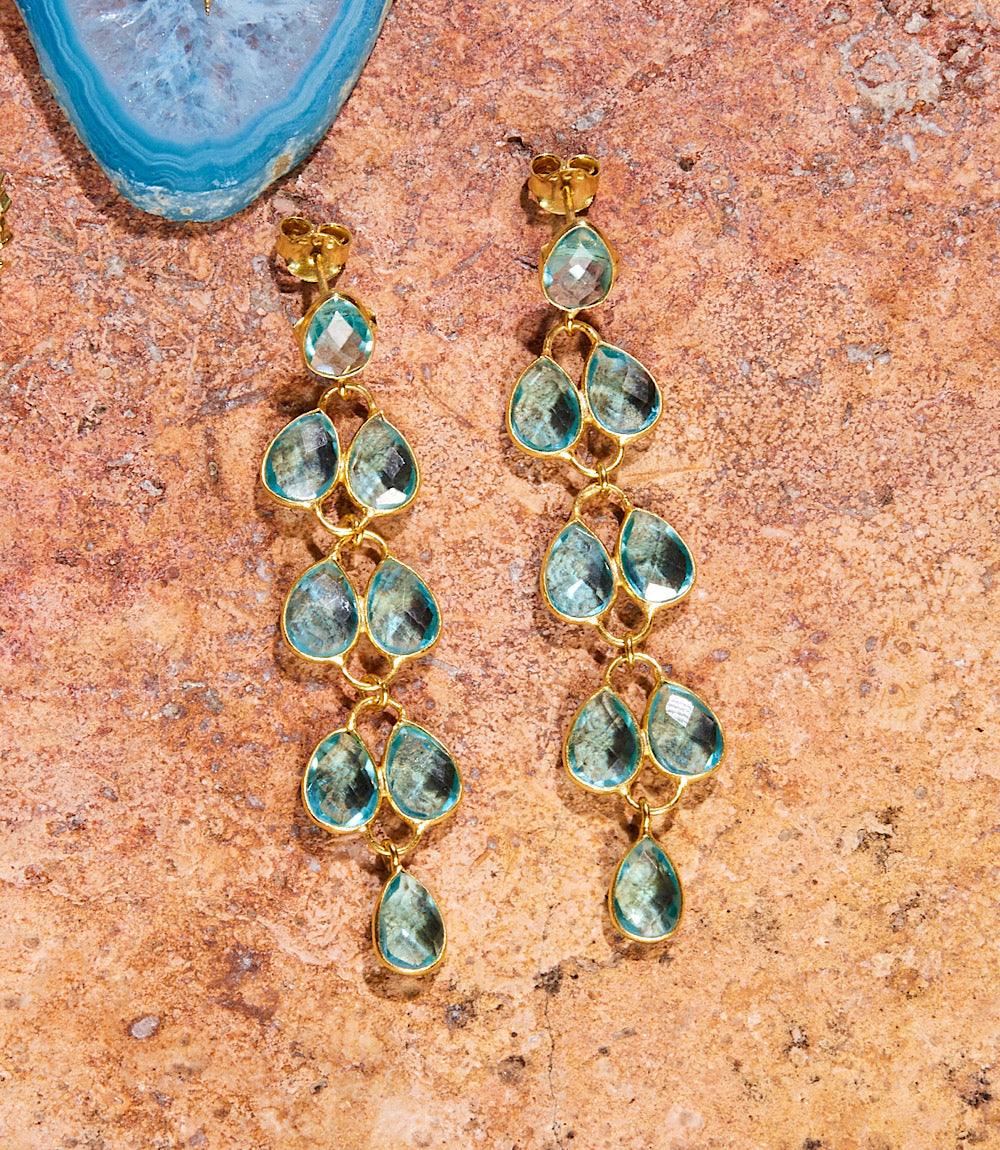 Feather Drop Gemstone Earrings - Image 7