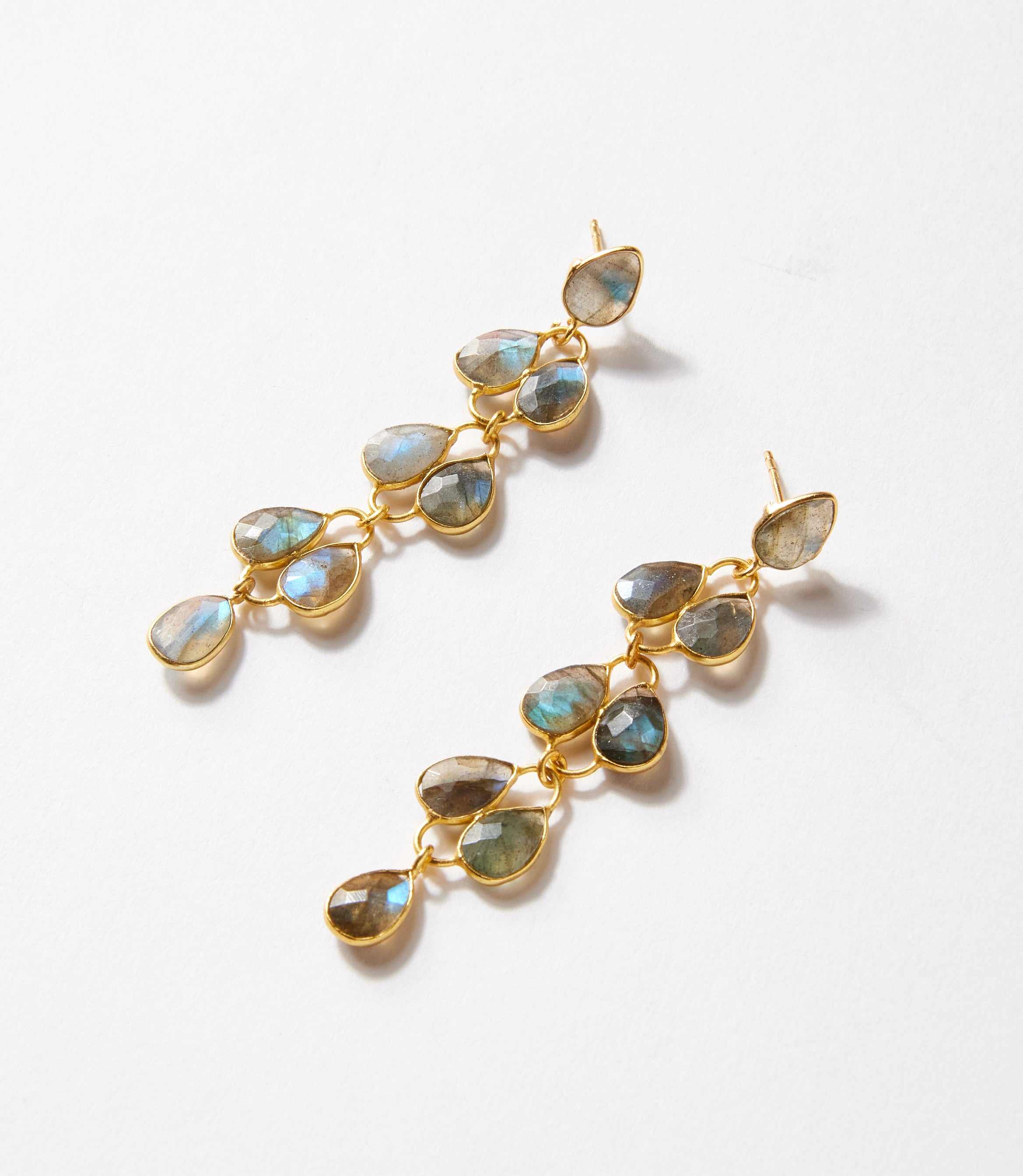 Feather Drop Gemstone Earrings - Image 4