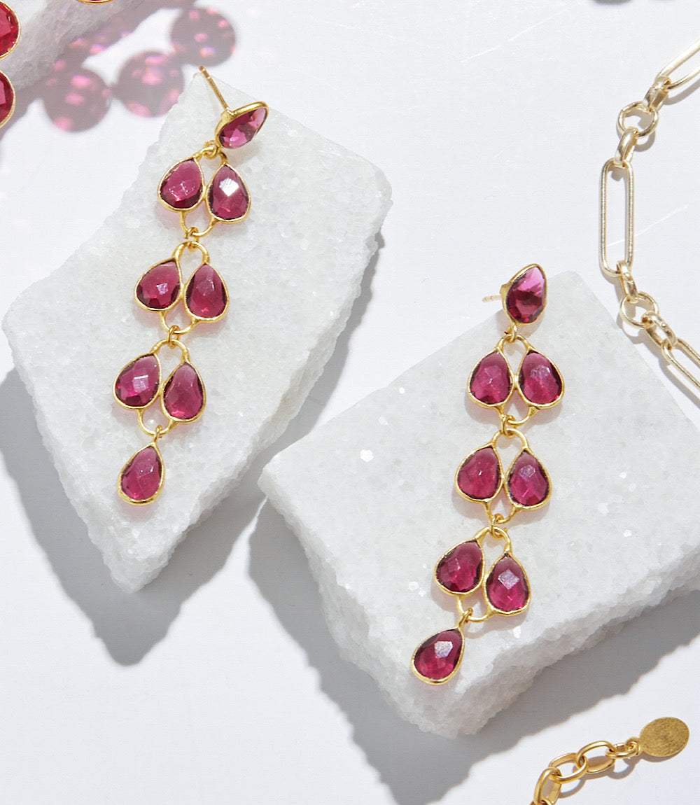 Feather Drop Gemstone Earrings - Image 3