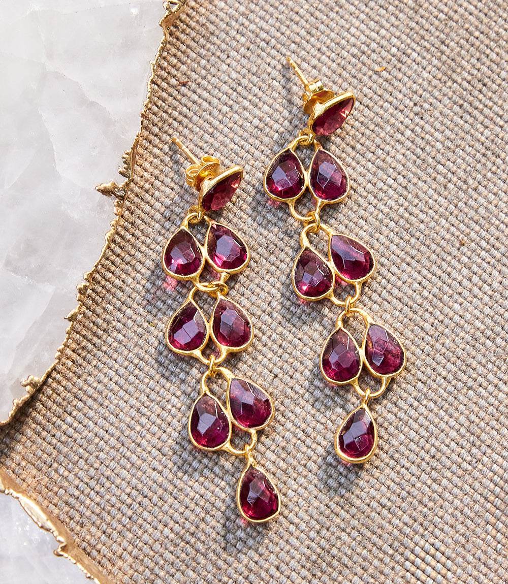 Feather Drop Gemstone Earrings - Image 4