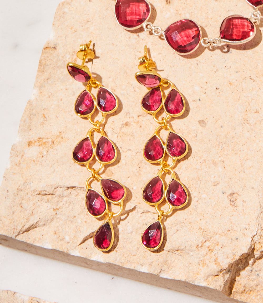 Feather Drop Gemstone Earrings - Image 5