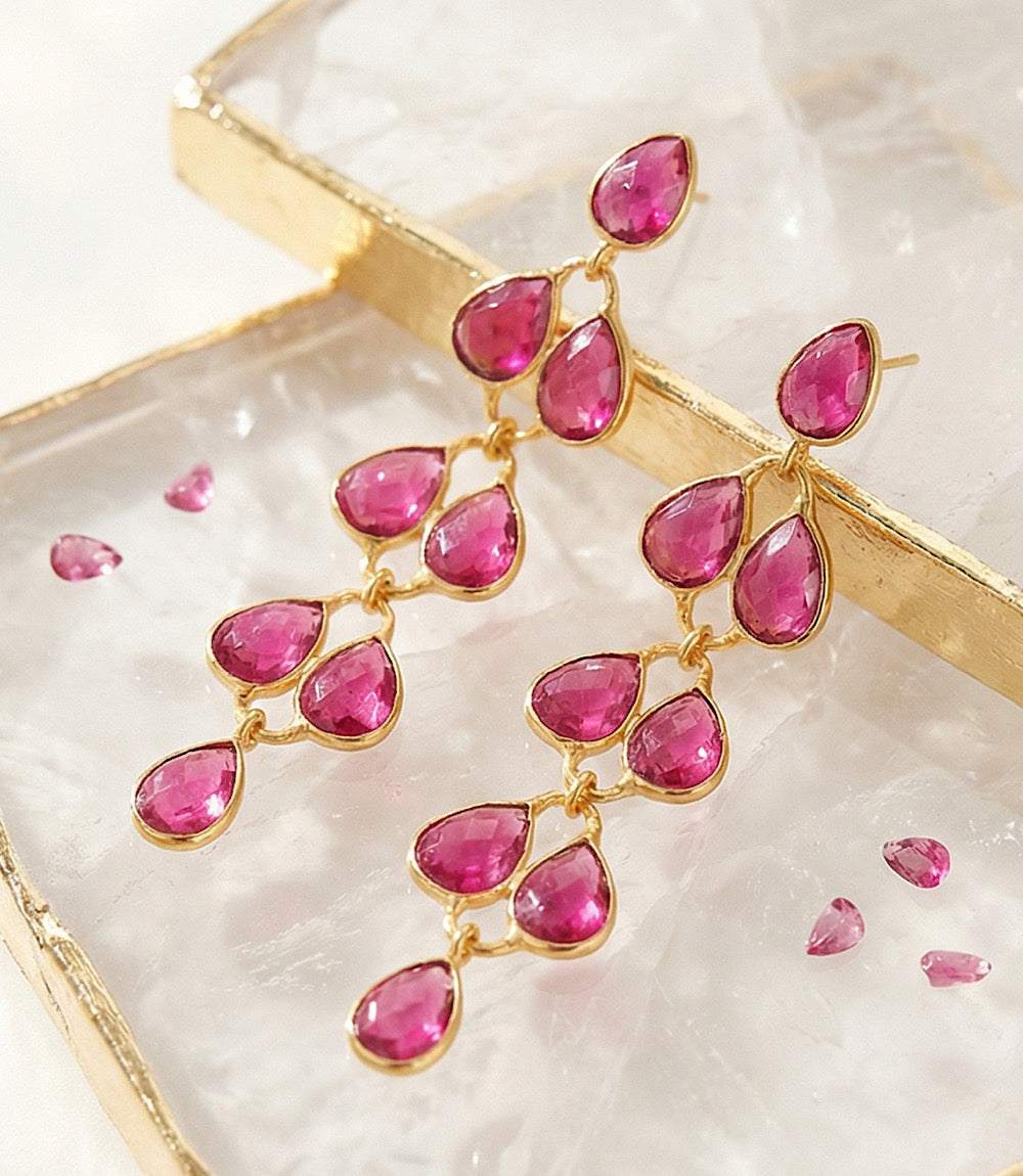 Feather Drop Gemstone Earrings - Image 8
