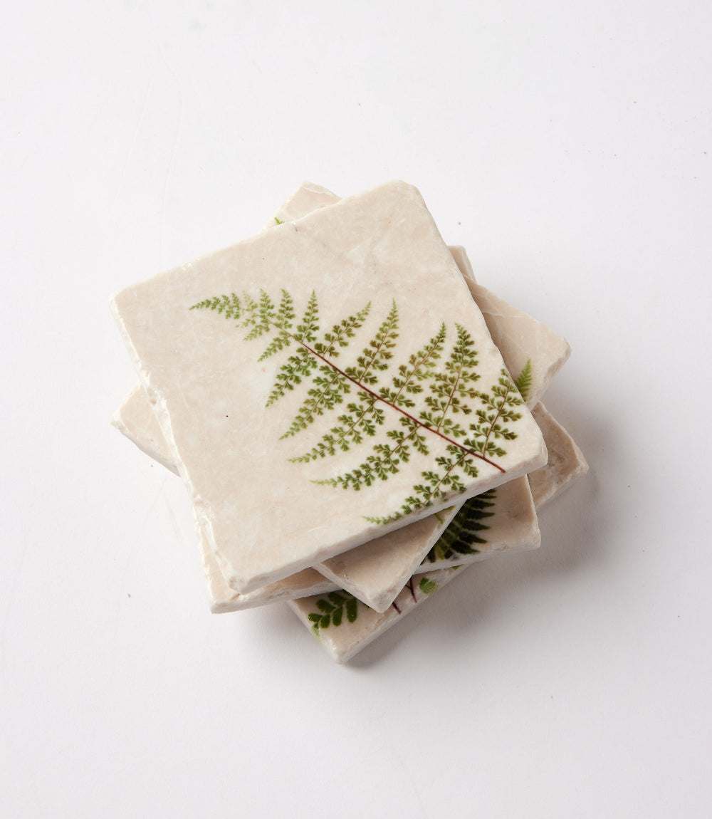 Fern Polished Marble Coasters, Set Of 4 - Image 4