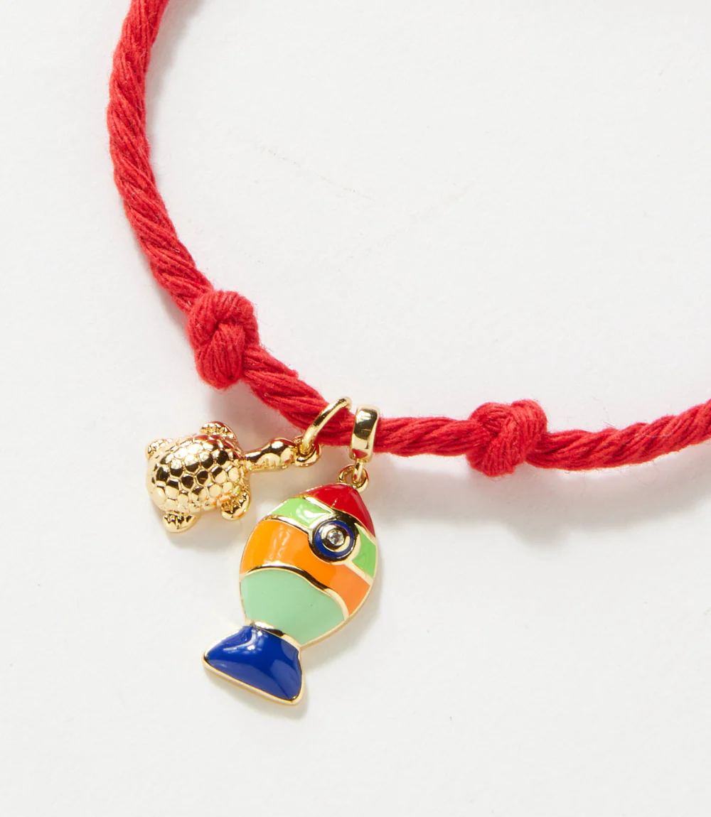 Fish And Turtle Charm Cord Bracelet - Image 3
