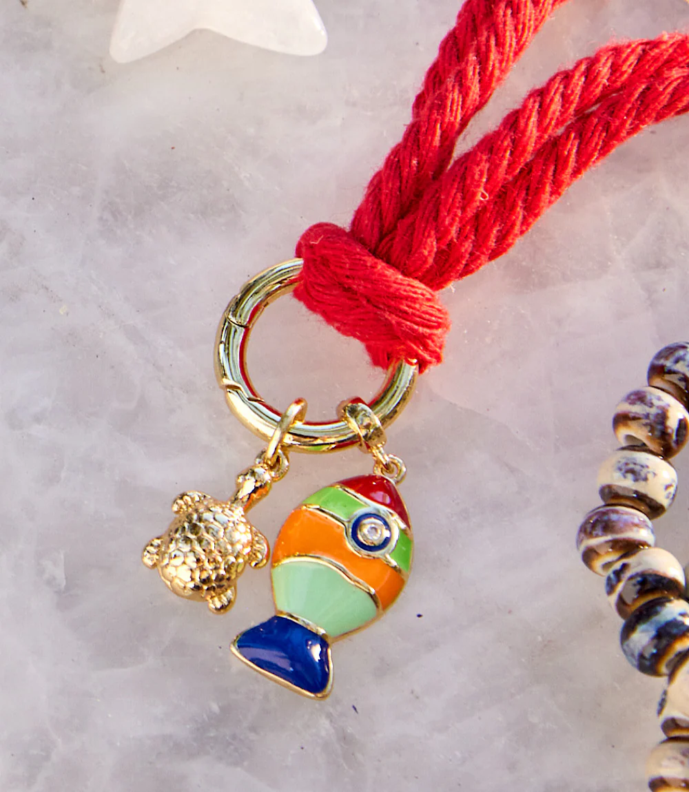 Fish And Turtle Charm Cord Necklace - Image 2