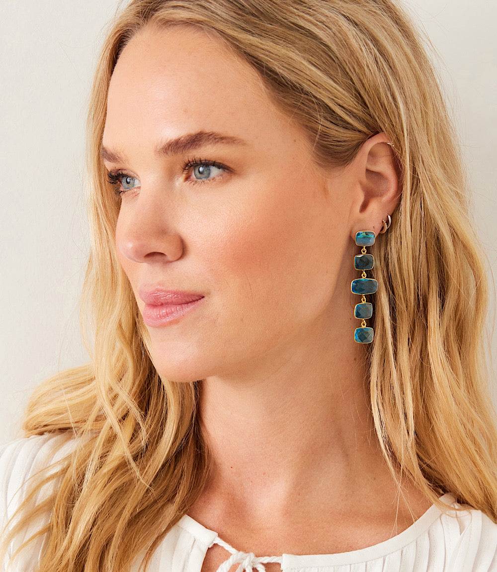Five Drop Gemstone Earrings - Image 2