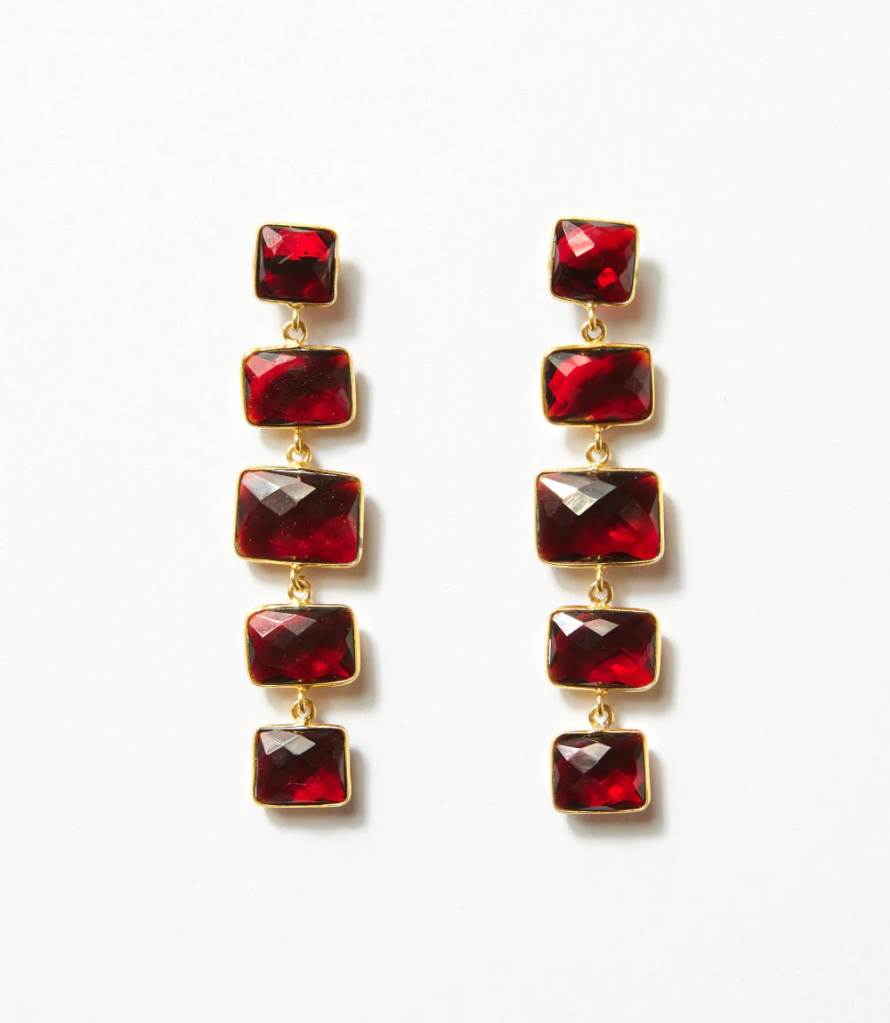 Five Drop Gemstone Earrings - Image 2