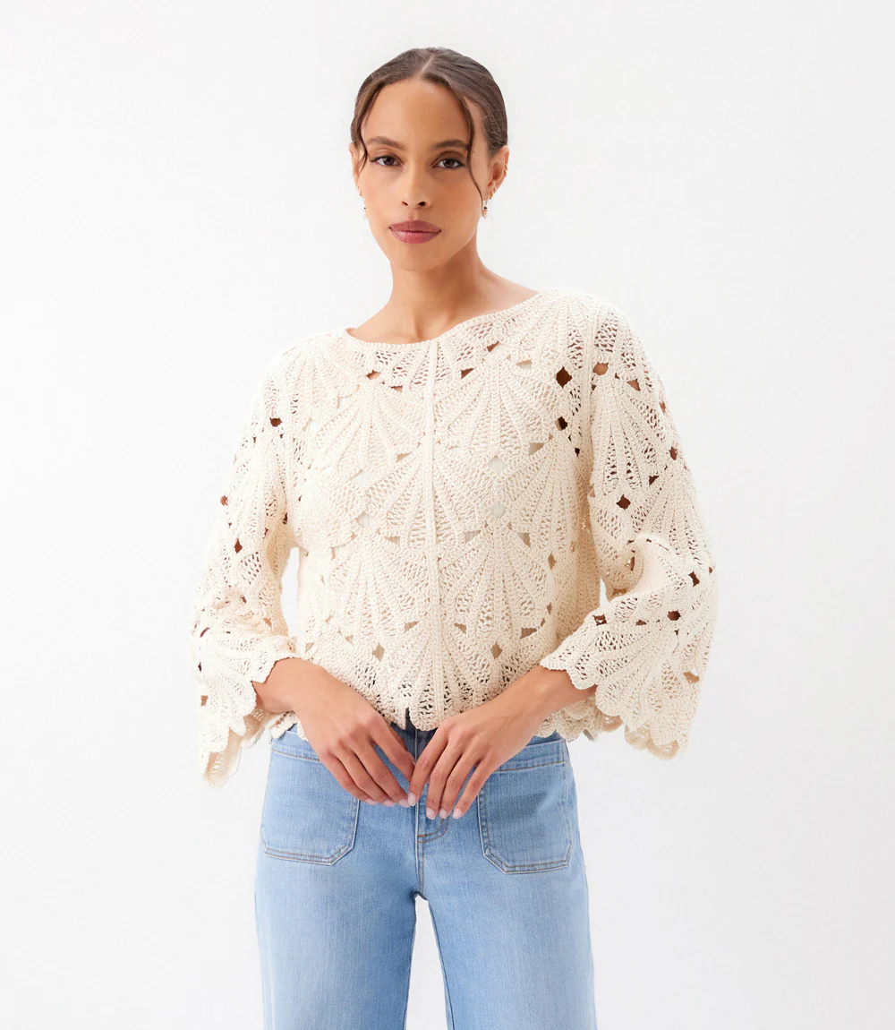 Flare Sleeve Crochet Top - Image 3
