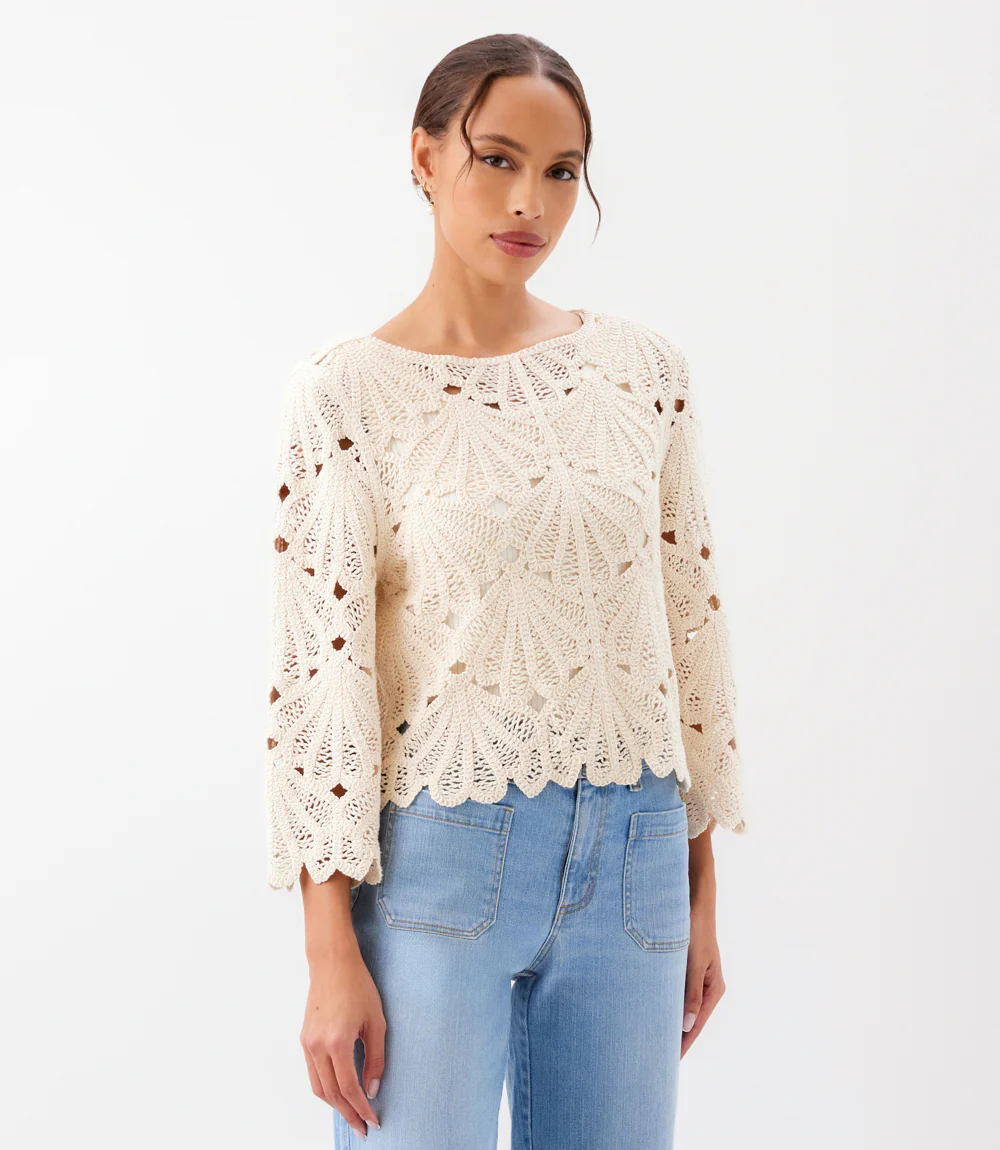 Flare Sleeve Crochet Top - Image 4