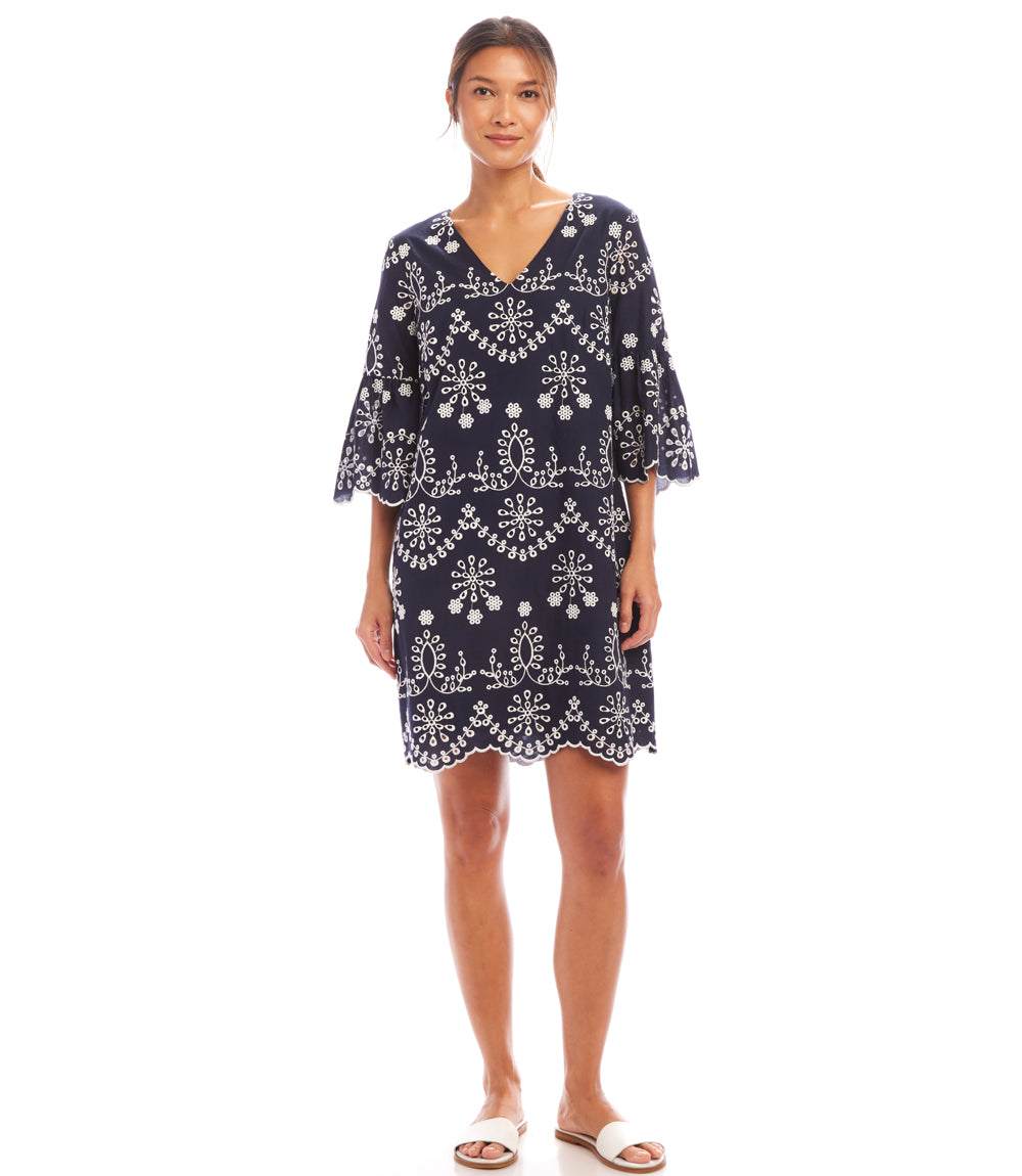 Flare Sleeve Embroidered Dress - Image 7