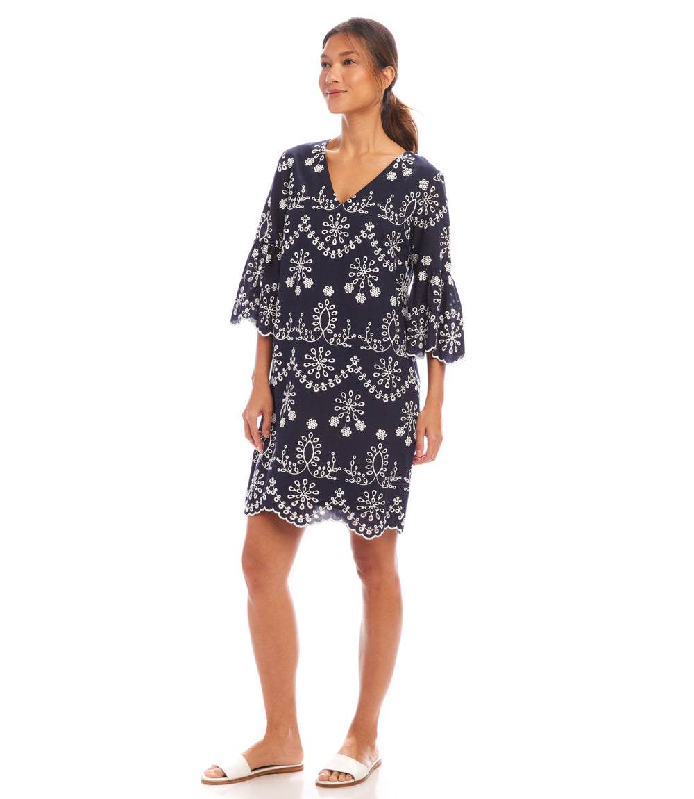 Flare Sleeve Embroidered Dress - Image 8