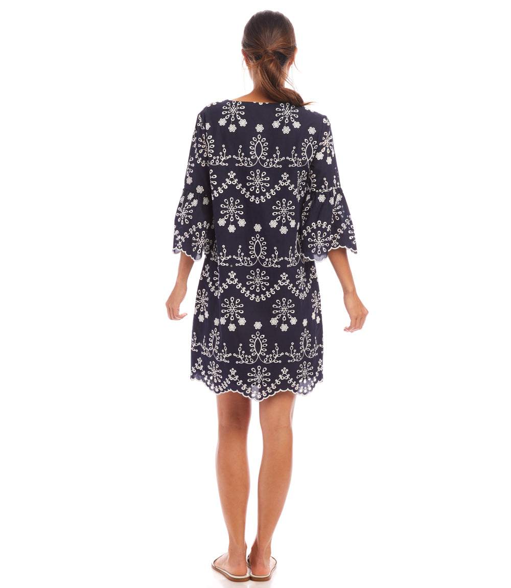 Flare Sleeve Embroidered Dress - Image 9