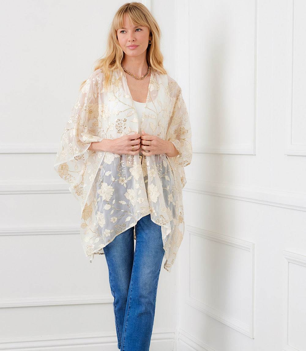 Floral Embroidered Open Front Jacket - Image 2