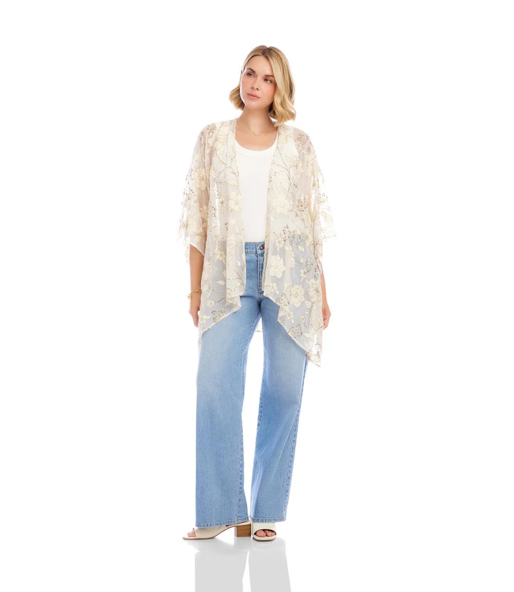 Floral Embroidered Open Front Jacket - Image 3