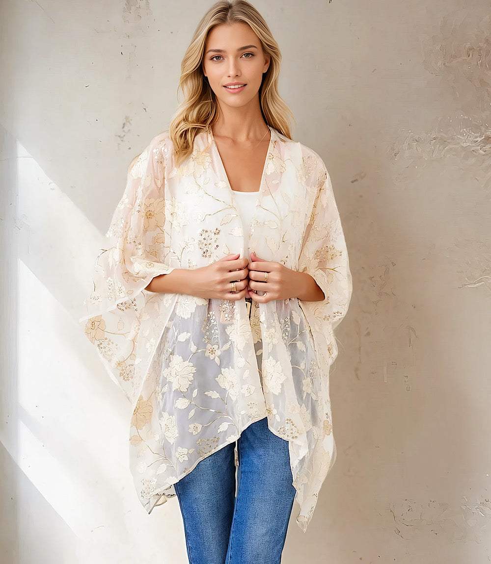 Floral Embroidered Open Front Jacket - Image 4