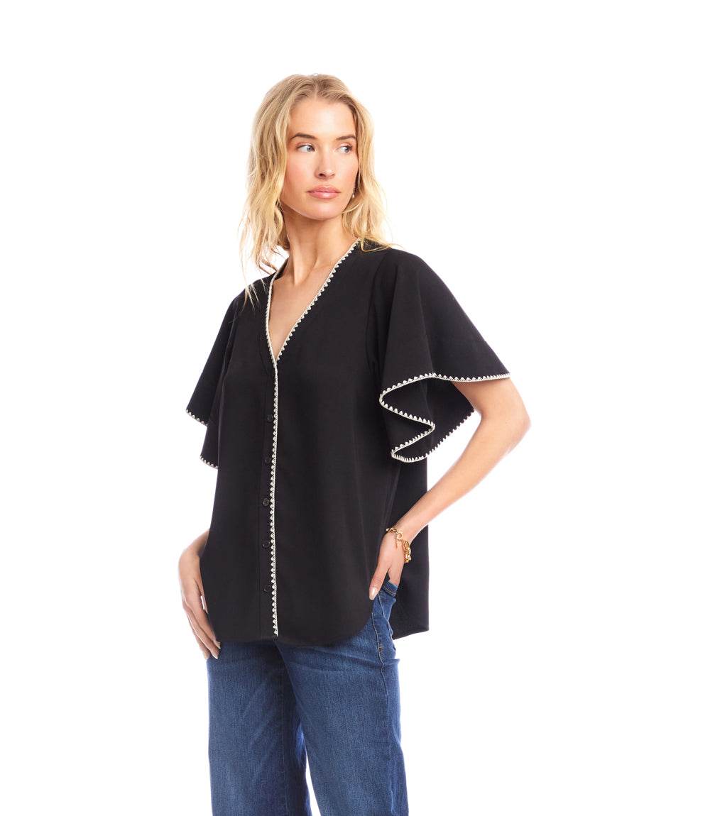 Flutter Sleeve Edge Stitch Top - Image 4