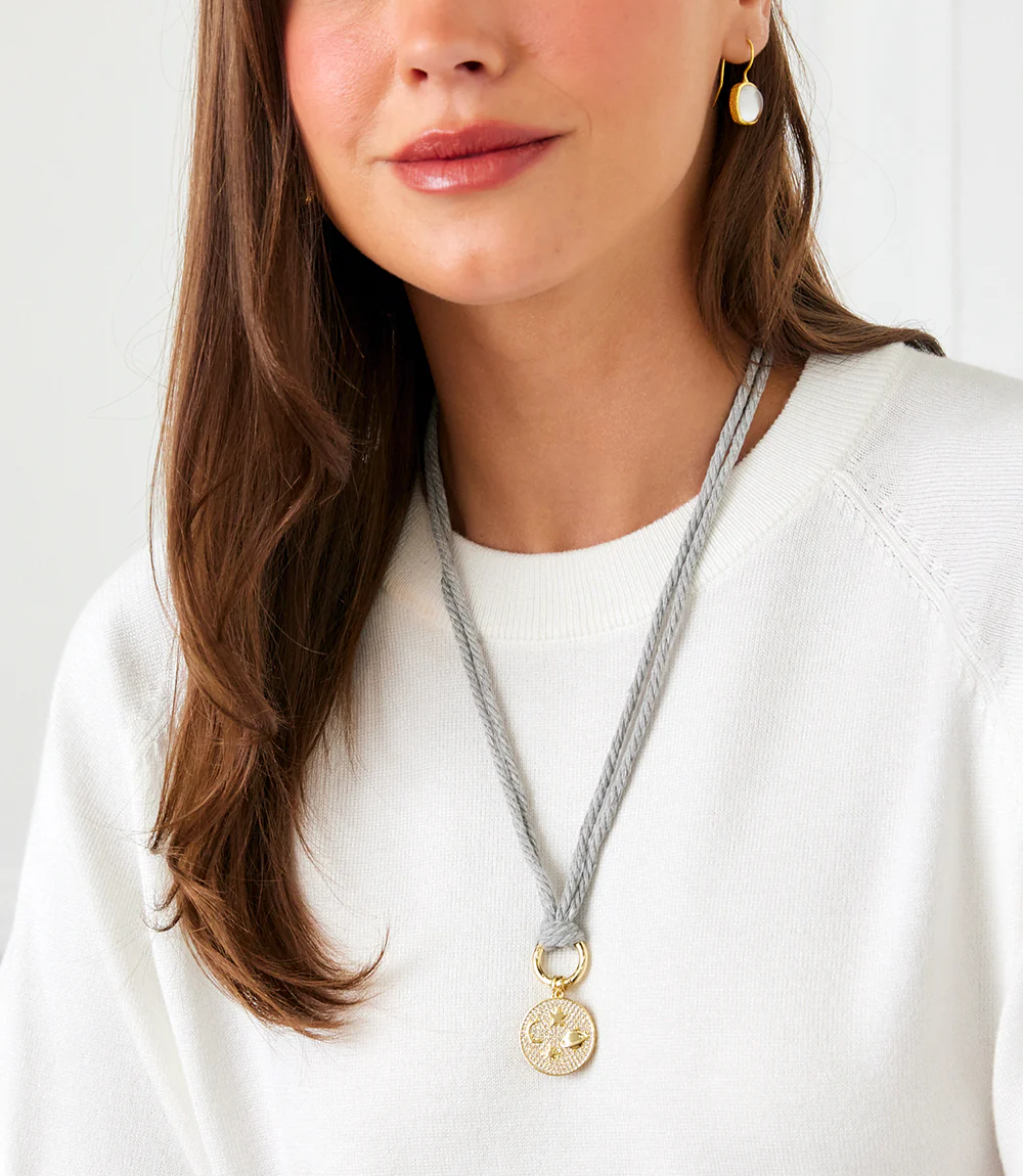 Galaxy Disc And Oval Gemstone Cord Necklace - Image 3