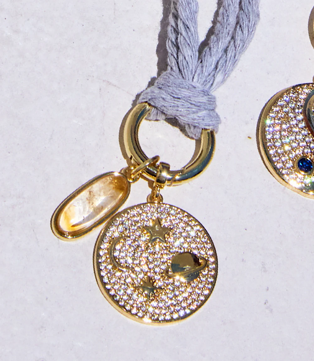 Galaxy Disc And Oval Gemstone Cord Necklace - Image 4