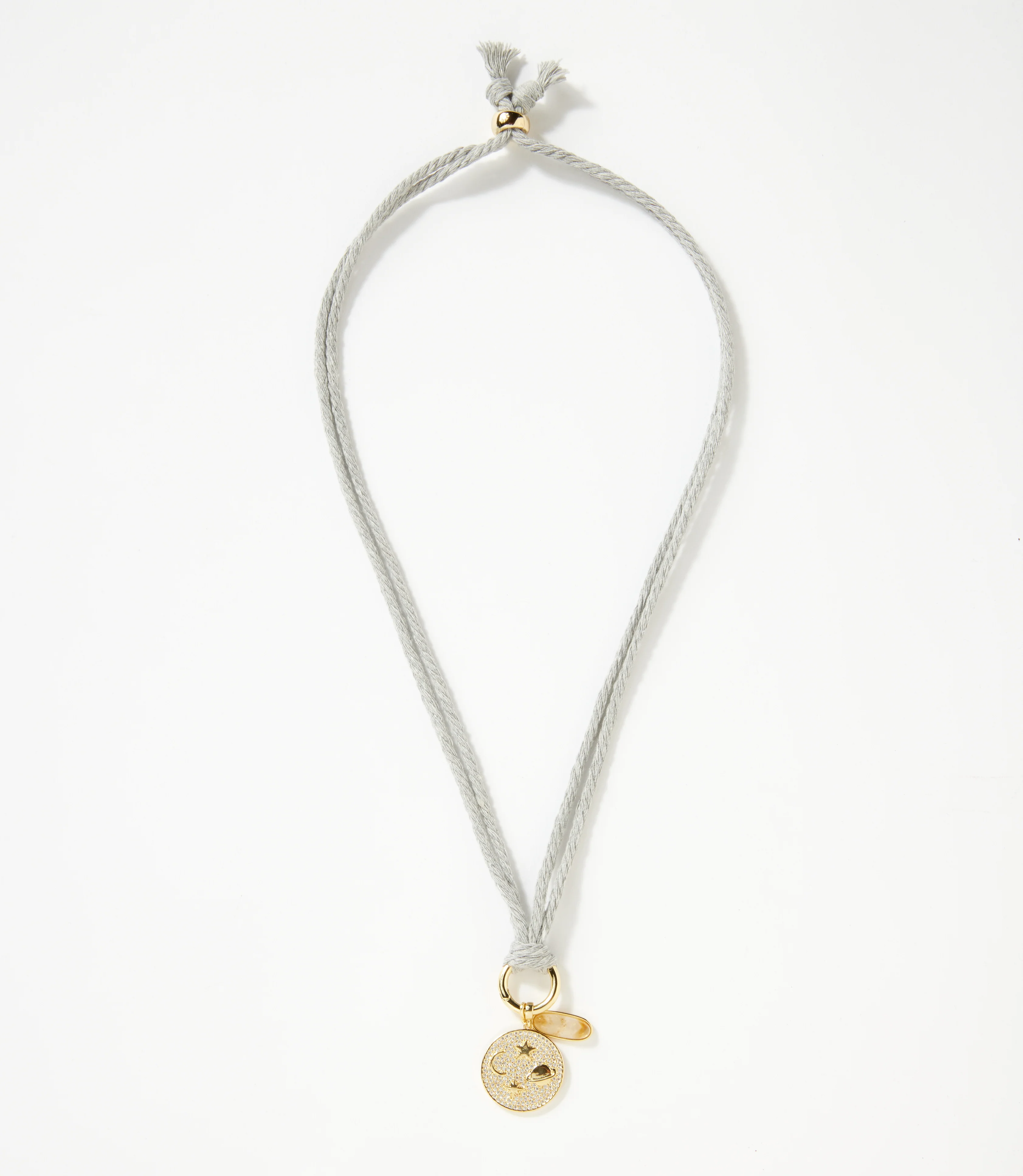 Galaxy Disc And Oval Gemstone Cord Necklace - Image 5