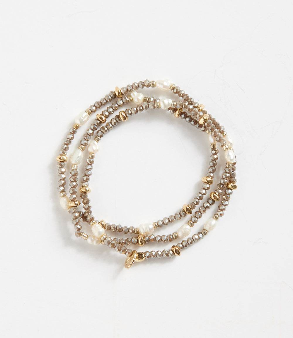 Beaded Gemstone And Pearl Stretch Bracelet - Image 2