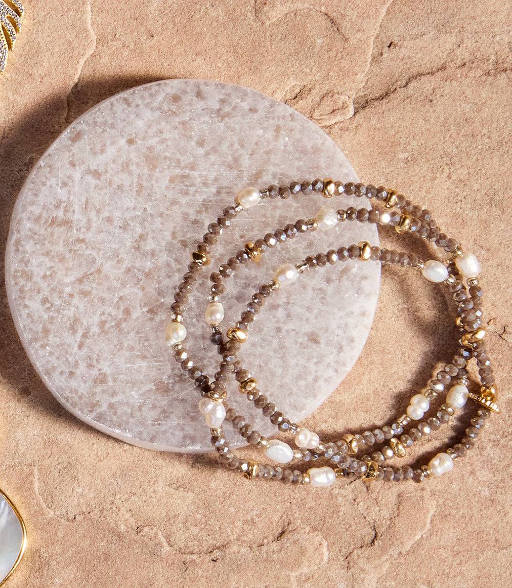Beaded Gemstone And Pearl Stretch Bracelet - Image 5