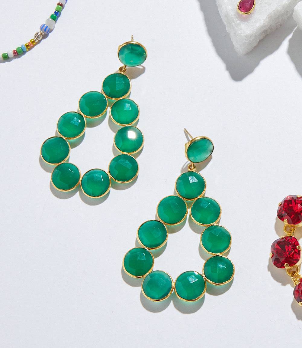 Gemstone Bezel Drop Earrings