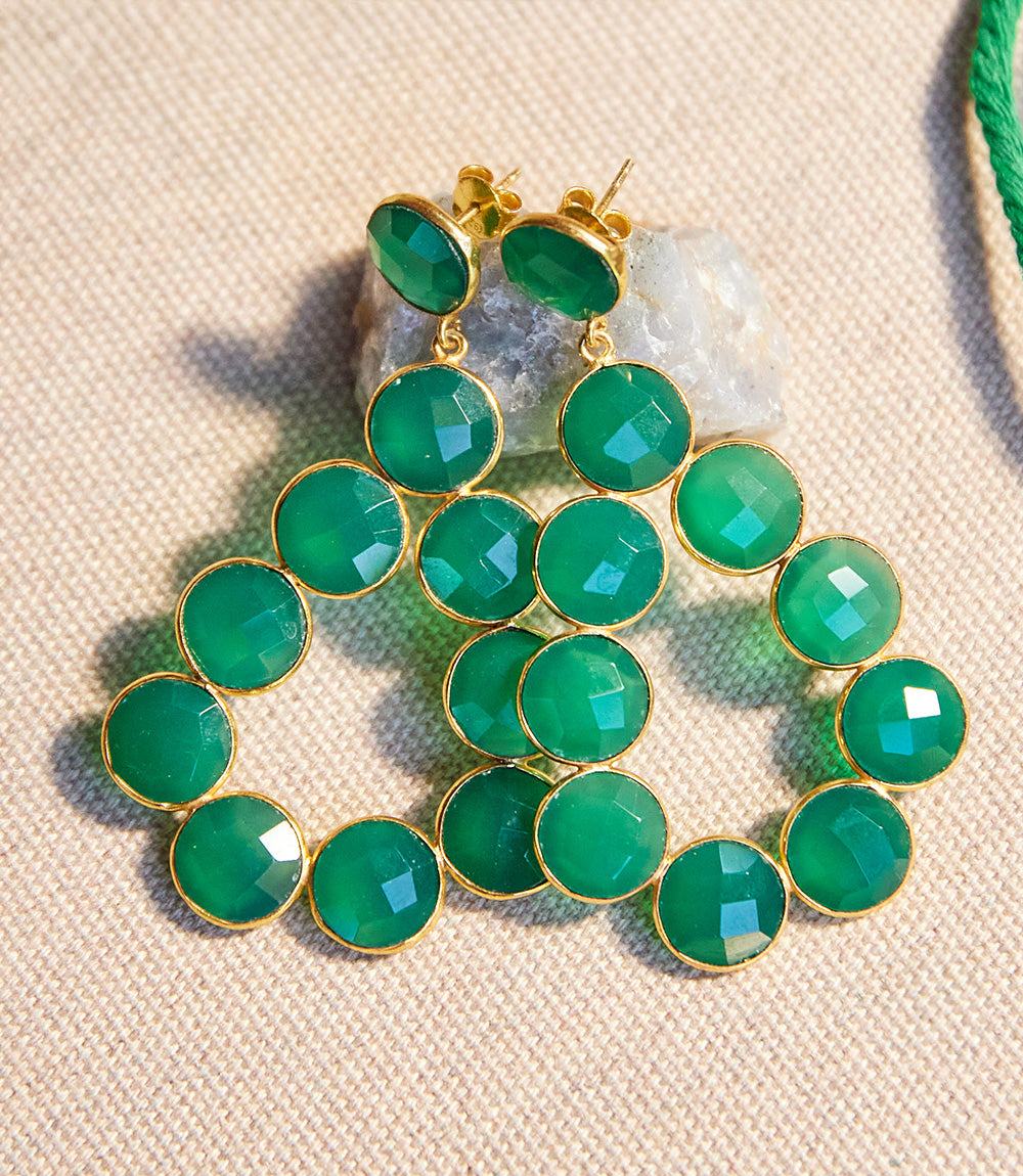 Gemstone Bezel Drop Earrings - Image 2