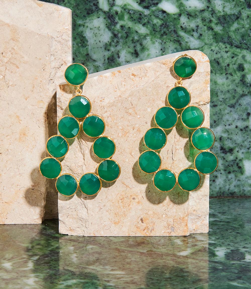 Gemstone Bezel Drop Earrings - Image 4