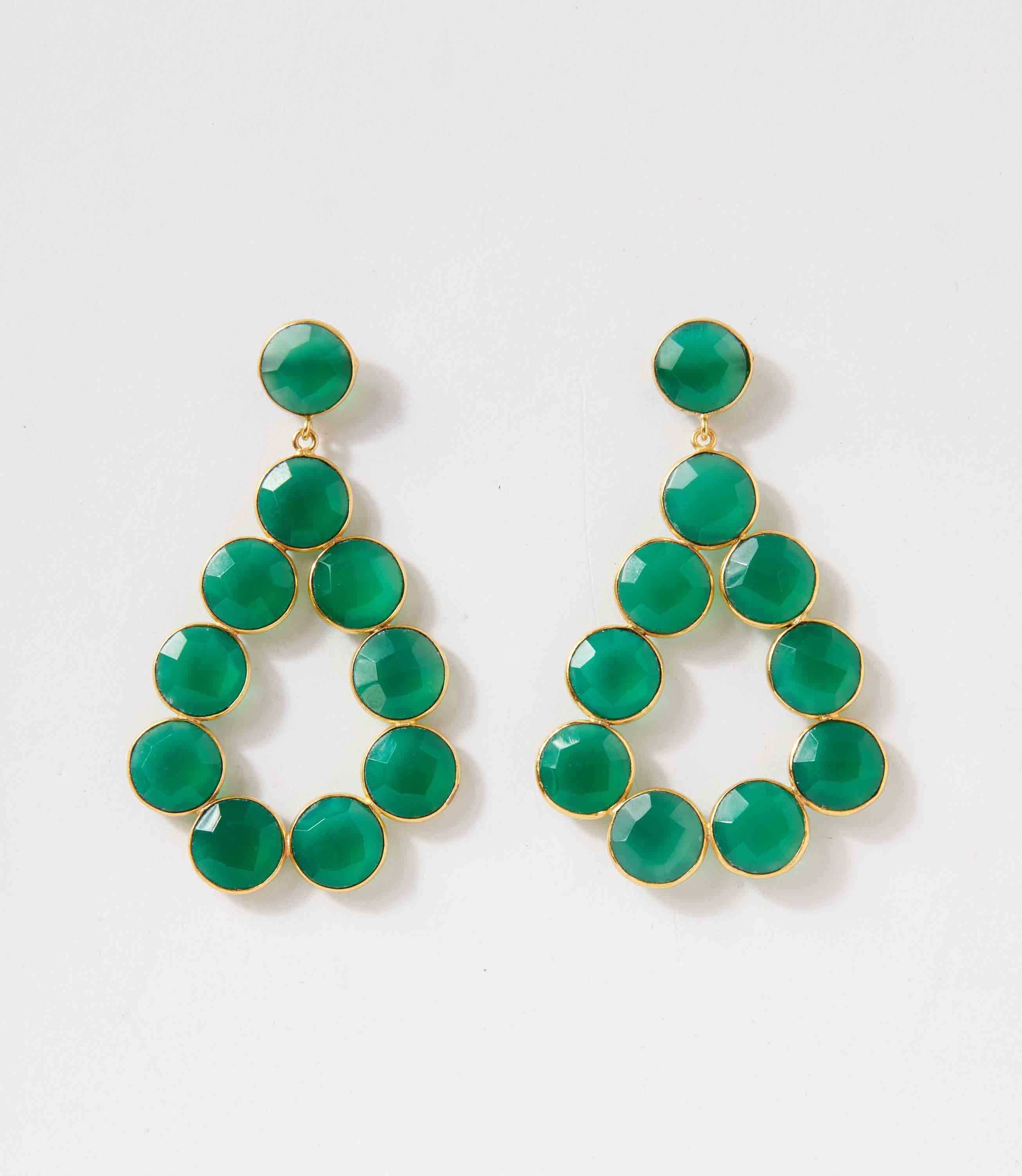 Gemstone Bezel Drop Earrings - Image 5