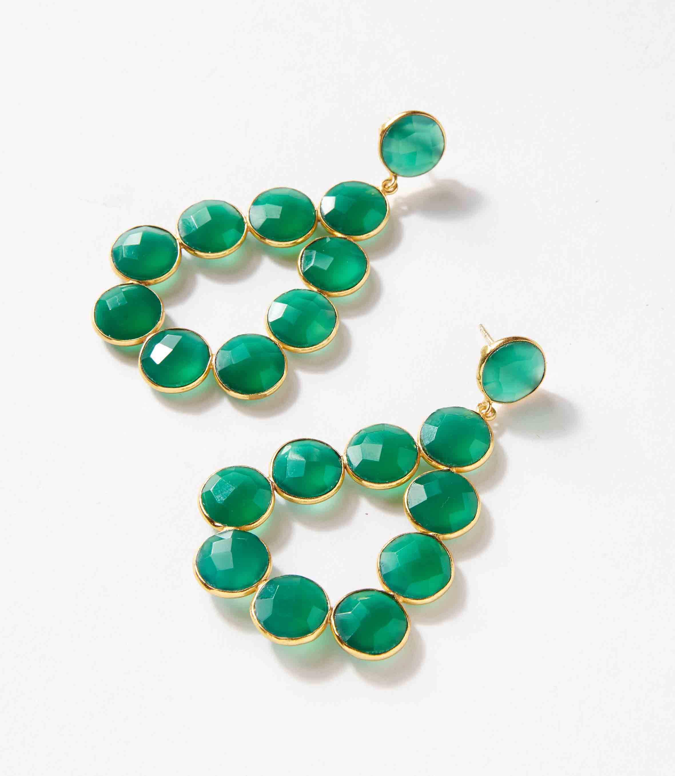 Gemstone Bezel Drop Earrings - Image 6