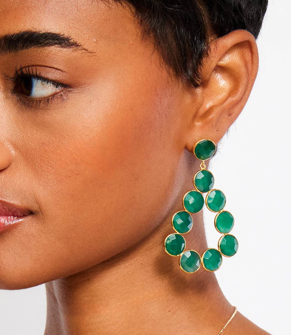 Gemstone Bezel Drop Earrings - Image 7