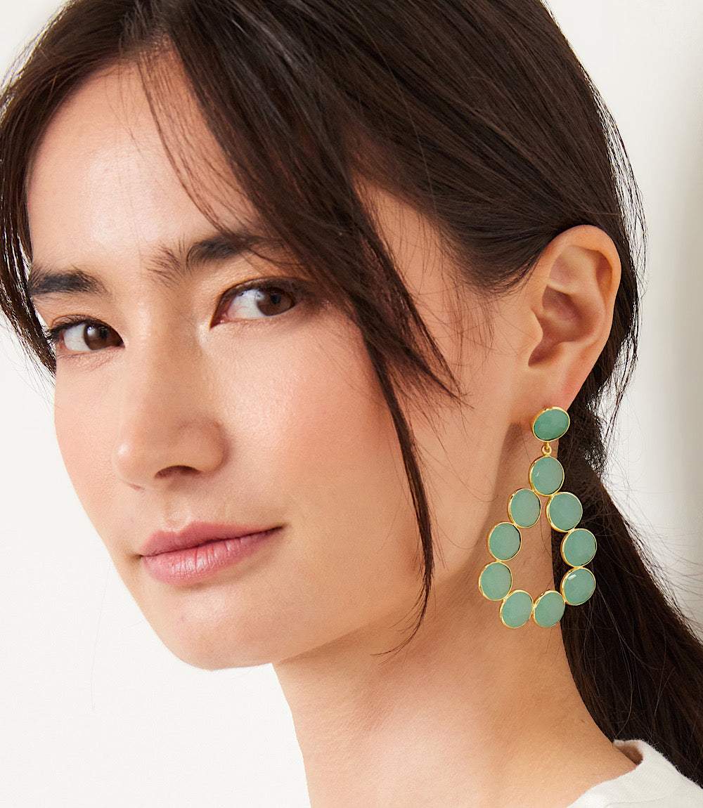 Gemstone Bezel Drop Earrings - Image 2